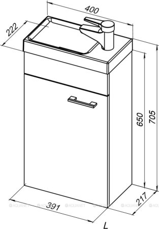 Тумба с раковиной Aquanet Нота 40 L (Moduo) белый 