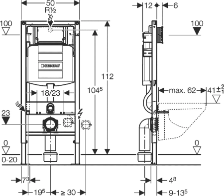 Система инсталляции для унитазов Geberit Duofix UP 320 111.300.00.5 кнопка черная 