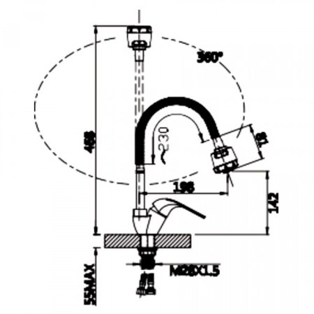 Смеситель для кухни с гибким изливом ViEiR V033523 Хром 