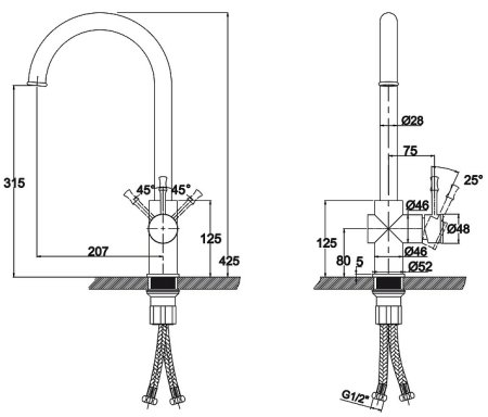 Смеситель для кухни Kaiser Milos 51044-1 Бронза 