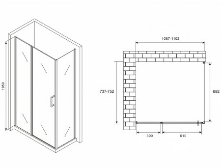 Душевой уголок Abber Sonnenstrand 110x75 AG04110BS-S75B профиль Черный стекло прозрачное 