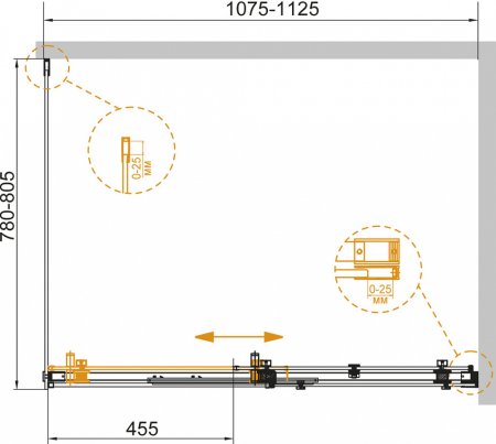 Душевой уголок Cezares Stylus Soft AH 1 110/80 C Cr 