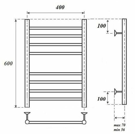 Электрический полотенцесушитель Point Аврора PN10146SE П8 400x600 левый/правый Хром 