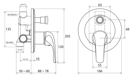Смеситель Ravak Rosa RS 061.00 для ванны с душем 