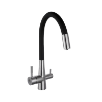 Смеситель для кухни с гибким изливом FASHUN A54029-7, сатин/черный