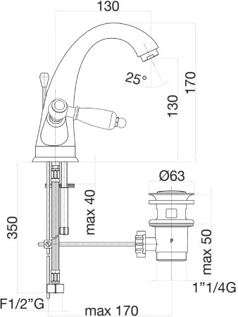 Смеситель для раковины Fiore COLONIALE 02ZZ0623, бронза 