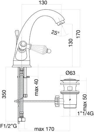 Смеситель для раковины Fiore GIOIELLI (SWAROVSKI®) 08CO0623, хром/золото 