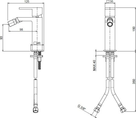 Смеситель Cezares Unika BSM1-03/24 золото, для биде 