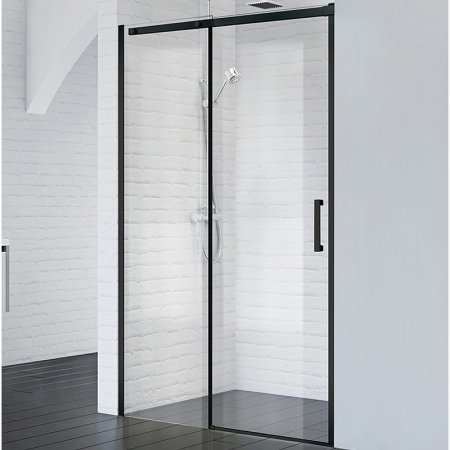 Душевая дверь BelBagno Acqua 130 ACQUA-BF-1-130-C-NERO профиль Черный стекло прозрачное 