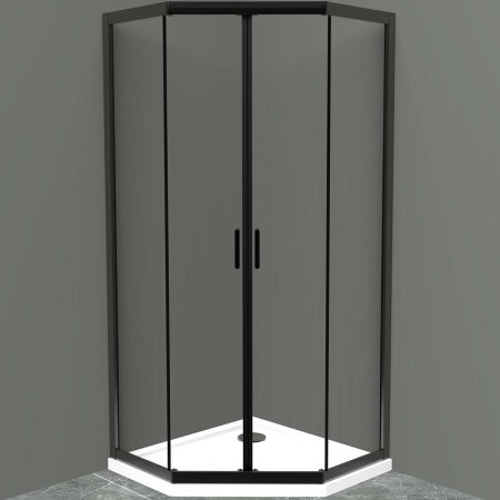 Душевой уголок BelBagno Uno 90х90 UNO-195-P-2-90-C-NERO профиль Черный матовый стекло прозрачное 