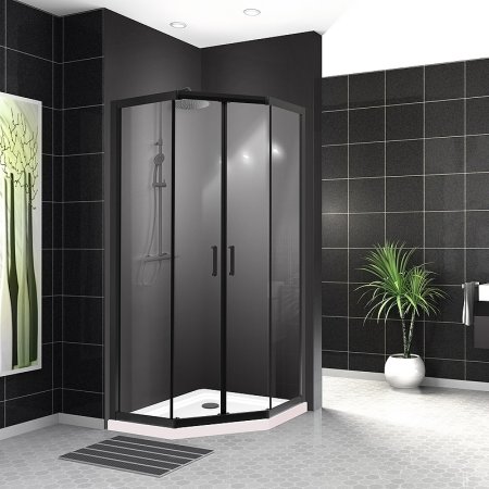 Душевой уголок BelBagno Uno 90х90 UNO-195-P-2-90-C-NERO профиль Черный матовый стекло прозрачное 