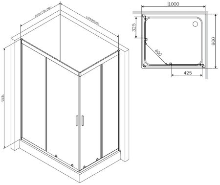 Душевой уголок AM.PM Gem 100х80 W90G-404-100280-MT профиль Хром матовый стекло прозрачное 