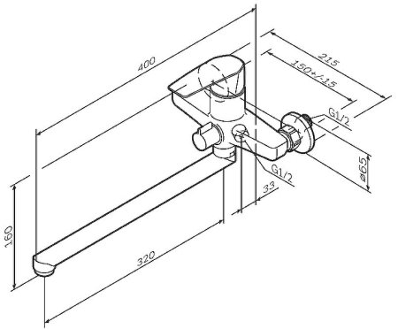 Смеситель для ванны AM.PM Gem F90A90000 универсальный Хром 