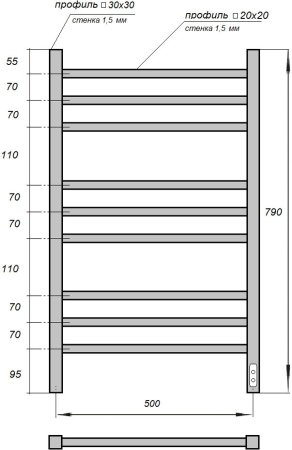 Полотенцесушитель электрический APEXTERMO Atlas AT00185WM 800x500, белый матовый 