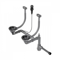 Сифон для мойки Omoikiri WK-2-A-GM с клапаном-автоматом и прямоугольными переливами