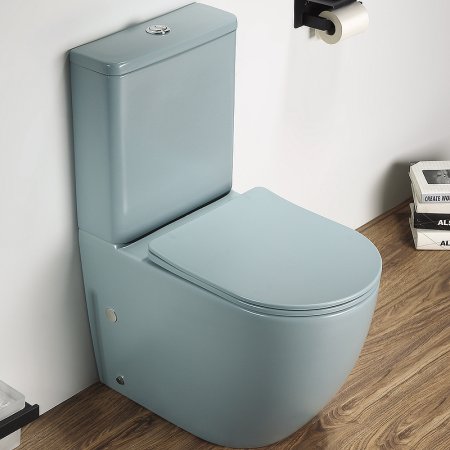 Унитаз компакт CeramaLux 2166XMLG Зеленый матовый с бачком и сиденьем Микролифт 
