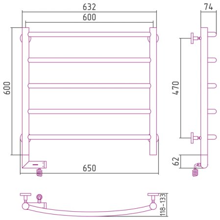 Полотенцесушитель электрический Сунержа Галант 2.0 60х60 R 