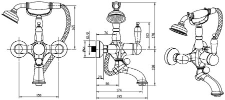 Смеситель для ванны Boheme Tradizionale Chromo 263 Хром 