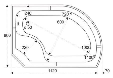 Поддон для душа Bas Фиджи 120x80 R 