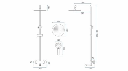 Душевая система 250 мм Rea Lungo REA-P4114 