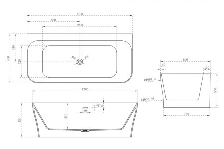 Ванна из искусственного камня ABBER Stein AS9616 белая матовая 