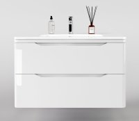 Тумба подвесная "Марелла 90" (2 ящ.) Люкс антискрейтч белый глянец, PLUS