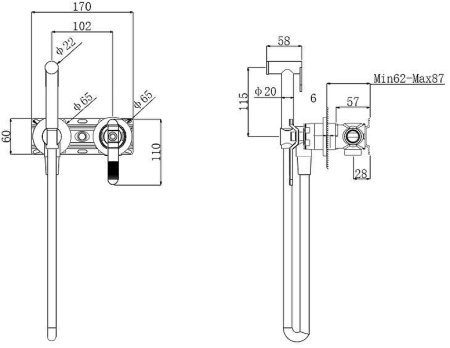 Гигиенический душ со смесителем Bronze de Luxe 1760'S Loft 3253SB Черный матовый 