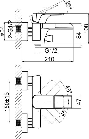 Смеситель D&K Berlin Technische DA1433515 для ванны с душем 