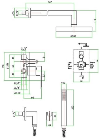 Душевая система Fiore Kube 100CR7519 Хром 