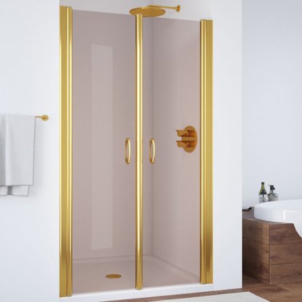 Душевая дверь в нишу Vegas Glass E2P 0095 09 05 профиль золото, стекло бронза 