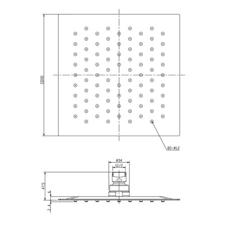 Верхний душ Omnires Ultra Slimline WGU220/KCR 