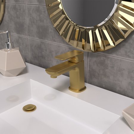 Смеситель для раковины Paini Nove 09PJ211 Матовое золото 