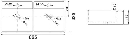Раковина Melana 83 MLN-7063BDB двойная Белая 