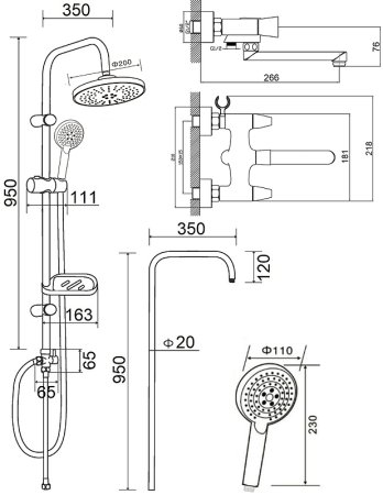 Душевая система Orange Alfi M82-314cr Хром 