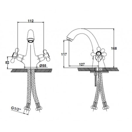 Смеситель для раковины Kaiser Carlson Style 44311-2 Бронза античная 