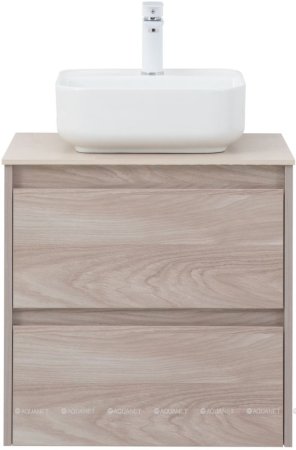 Тумба с раковиной Aquanet Nova Lite 60 орех светлый (2 ящика) 