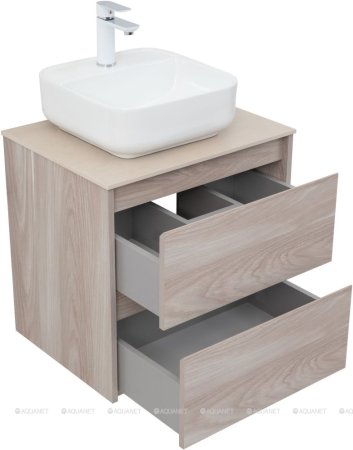 Тумба с раковиной Aquanet Nova Lite 60 орех светлый (2 ящика) 