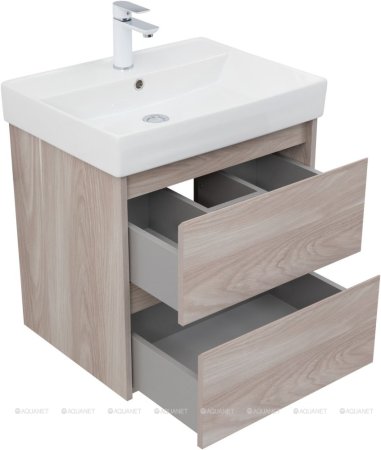 Тумба с раковиной Aquanet Nova Lite 60 орех светлый (2 ящика) 