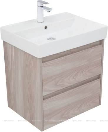Тумба с раковиной Aquanet Nova Lite 60 орех светлый (2 ящика) 