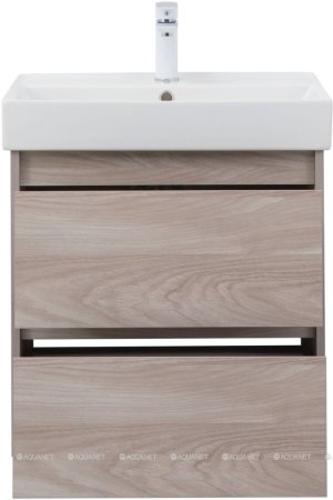 Тумба с раковиной Aquanet Nova Lite 60 орех светлый (2 ящика) 