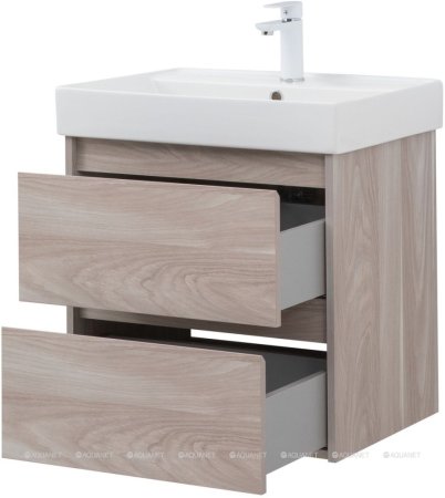 Тумба с раковиной Aquanet Nova Lite 60 орех светлый (2 ящика) 
