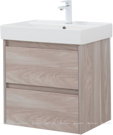 Тумба с раковиной Aquanet Nova Lite 60 орех светлый (2 ящика) 