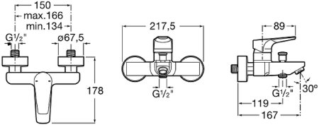 Смеситель для ванны Roca Atlas 5A0290C0M Хром 