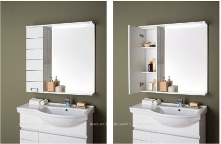 Зеркало-шкаф Aquanet Доминика 90 R LED белый 