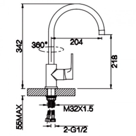 Смеситель для кухни с гибким изливом ViEiR V043521-C Хром/Черный 