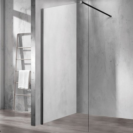 Душевая перегородка Vincea Walk-In 110 VSW-1H110CLB профиль Черный матовый стекло прозрачное 