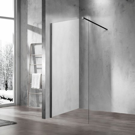 Душевая перегородка Vincea Walk-In 110 VSW-1H110CLB профиль Черный матовый стекло прозрачное 