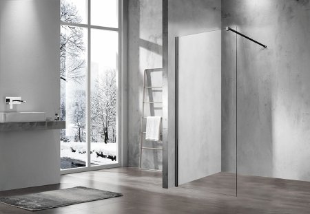 Душевая перегородка Vincea Walk-In 110 VSW-1H110CLB профиль Черный матовый стекло прозрачное 