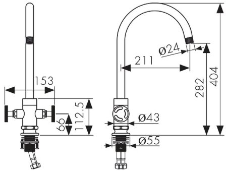Смеситель для кухни Kaiser Topaz 17333-2 Черный матовый 