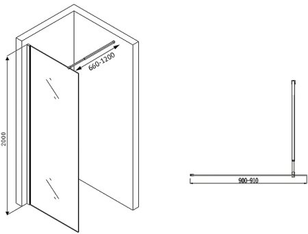 Душевая перегородка Abber Immer Offen 90 AG61090 профиль Хром стекло прозрачное 